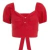 Red Cut Out Crop Top -Claasyoo Shop 00100039048 ZM