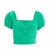 Jade Green Cut Out Crop Top 2 Jade Green Cut Out Crop Top -Claasyoo Shop 00100039051 ZM