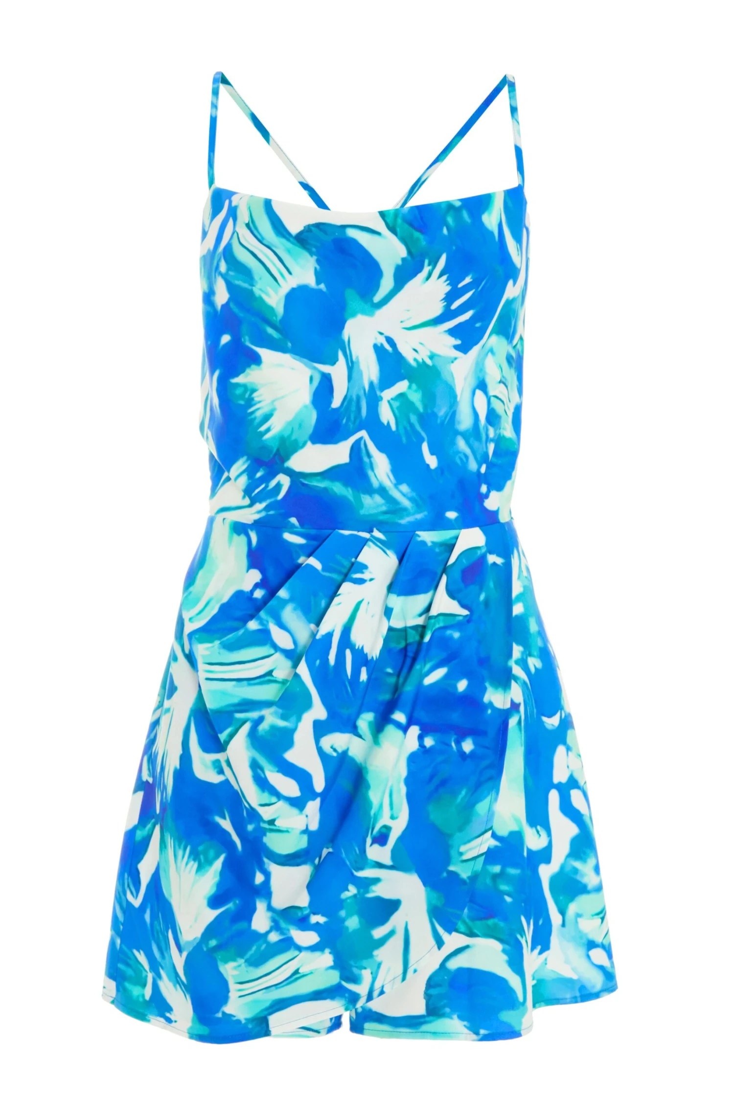 Blue Tropical Print Playsuit 3 Blue Tropical Print Playsuit