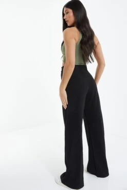Black High Waisted Palazzo Trousers -Claasyoo Shop 00100039071 XB