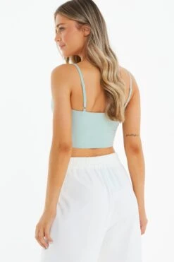 Mint Cropped Corset Top -Claasyoo Shop 00100039085 XB