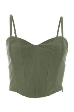 Khaki Cropped Corset Top