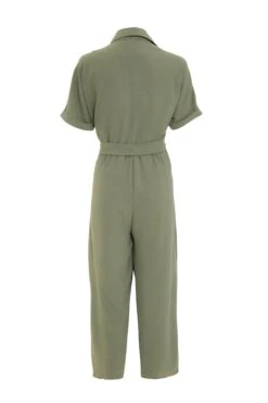 Khaki Utility Culotte Jumpsuit -Claasyoo Shop 00100039125 ZB