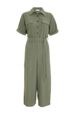 Khaki Utility Culotte Jumpsuit