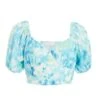 Blue Marble Print Crop Top 1 Blue Marble Print Crop Top -Claasyoo Shop 00100039148 ZM