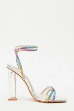 Multicoloured Diamante Clear Block Heeled Sandals 13 Multicoloured Diamante Clear Block Heeled Sandals -Claasyoo Shop 00100039191 ZS