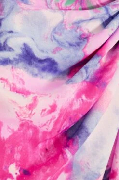 Purple Marble Ruched Midi Dress -Claasyoo Shop 00100039267 ZS