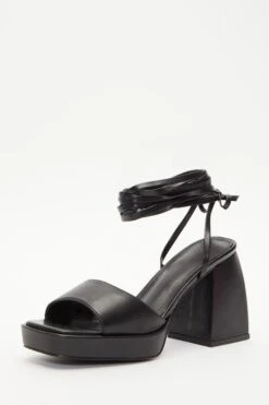 Black Lace Up Platform Heeled Sandal -Claasyoo Shop 00100039312 XB