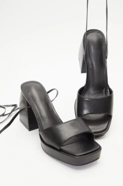 Black Lace Up Platform Heeled Sandal -Claasyoo Shop 00100039312 XS