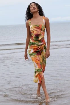 Multicoloured Marble Print Corset Crop Top 11 Multicoloured Marble Print Corset Crop Top -Claasyoo Shop 00100039383 XS