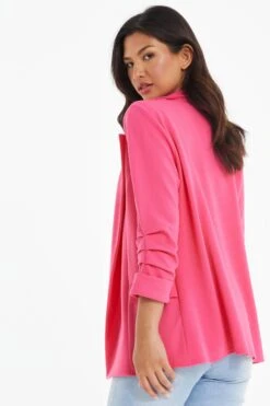 Pink Ruched Sleeve Blazer -Claasyoo Shop 00100039403 XB