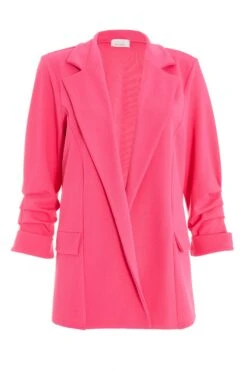 Pink Ruched Sleeve Blazer