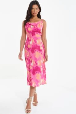 Pink Marble Tie Back Midi Dress 9 Pink Marble Tie Back Midi Dress -Claasyoo Shop 00100039473 XM