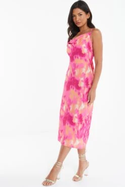 Pink Marble Tie Back Midi Dress 11 Pink Marble Tie Back Midi Dress -Claasyoo Shop 00100039473 XS