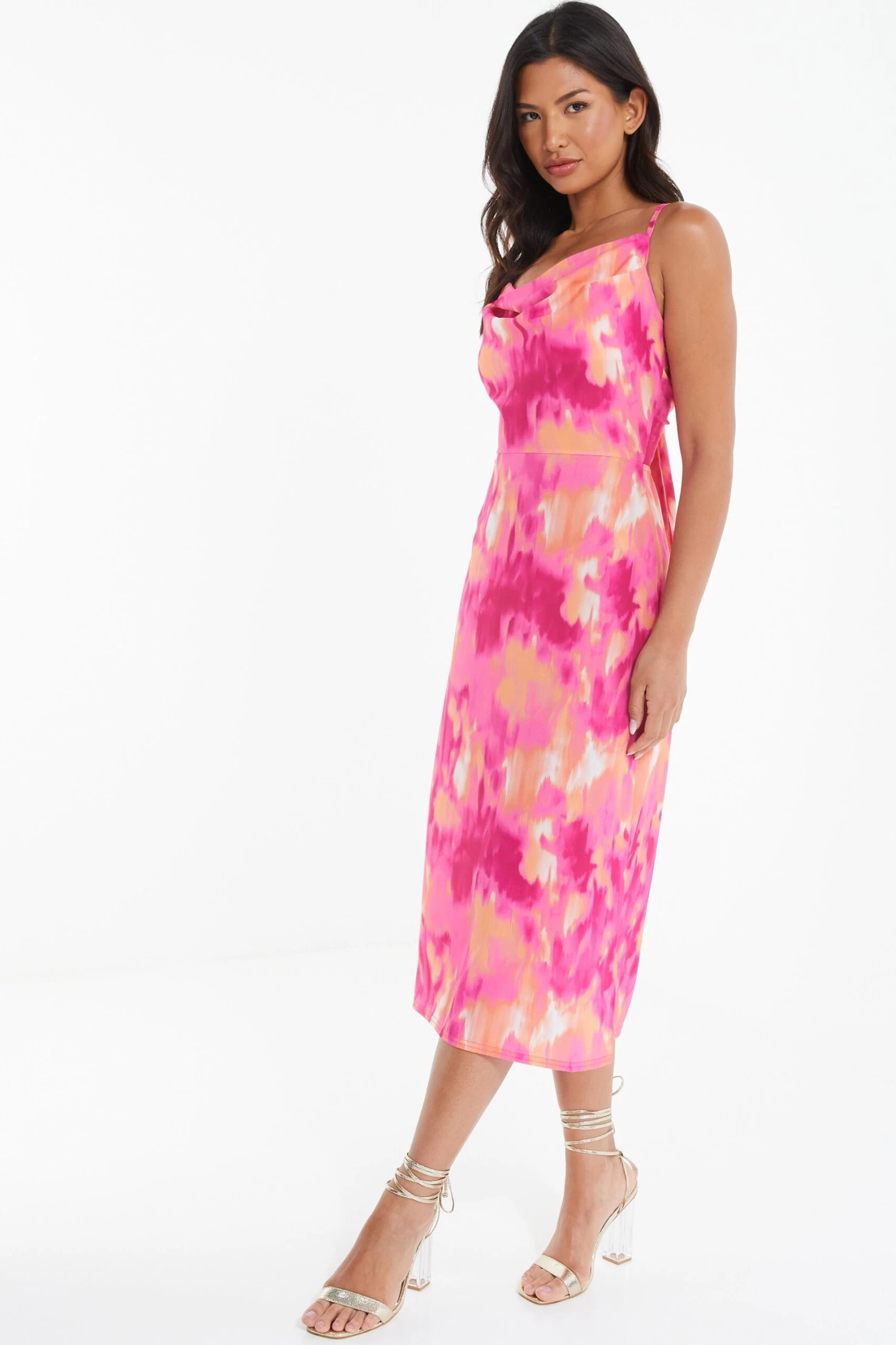 Pink Marble Tie Back Midi Dress 6 Pink Marble Tie Back Midi Dress - Image 4