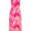 Pink Marble Tie Back Midi Dress 1 Pink Marble Tie Back Midi Dress -Claasyoo Shop 00100039473 ZM