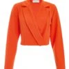 Orange Cropped Tailored Blazer -Claasyoo Shop 00100039598 ZM