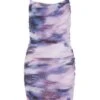 Purple Marble Print Mesh Mini Dress -Claasyoo Shop 00100039609 ZM