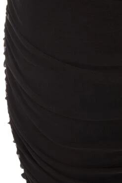 Black Frill Hem Bodycon Midi Dress -Claasyoo Shop 00100039610 ZS