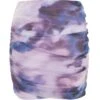 Purple Marble Print Mesh Ruched Mini Skirt -Claasyoo Shop 00100039615 ZM