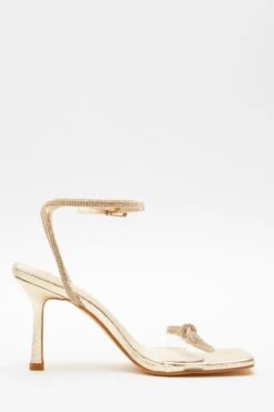 Gold Bow Heeled Sandals -Claasyoo Shop 00100039713 ZS