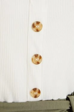 Khaki Button Front Playsuit -Claasyoo Shop 00100039802 ZS